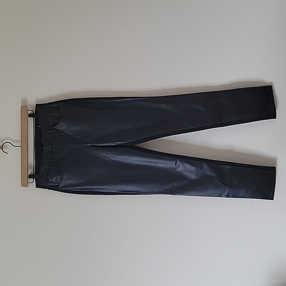 Chico's Black Faux Leather Front/Ponte Back Pants Size 4 TALL - Picture 3 of 8